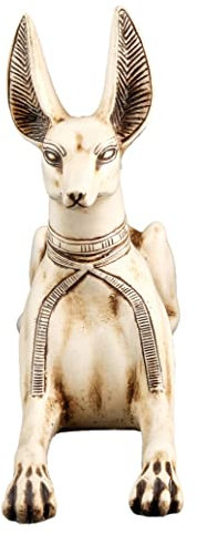Antike ägyptische Statue Gottes Anubis Schakal Hund Statue Handgefertigt aus Polystone hergestellt in Ägypten. Anubis auch Anjou, Gott der Toten, repräsentiert durch einen Schakal