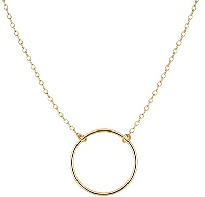Kritz Damen Halskette Kreis Unendlich Gold oder Silber - Schmuck Kreis Anhänger mit Verstellbare Kette - Schmuck Mode Geschenk für Frauen
