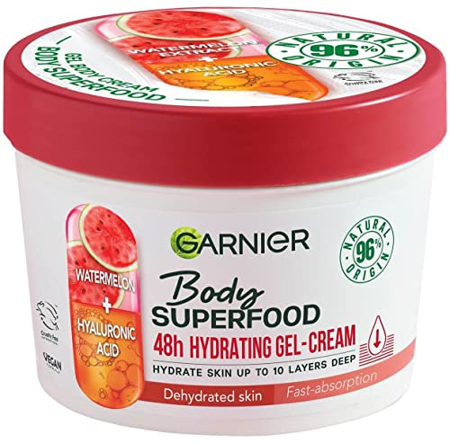 Garnier Body Superfood, Hydrating Gel-Cream for Body, With Watermelon & Hyaluronic Acid, Body Gel-Cream for Normal Skin, Vegan Formula, 380ml x 2
