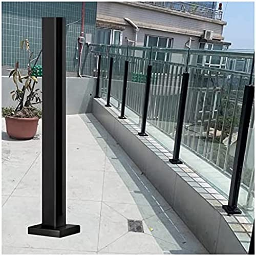 Pealihuy Outside Balcony Glass Railing Fence Pole, Black Stainless Steel Rustproof Glass Panels Post Glass Balustrade,End Post,90cm/35.4in