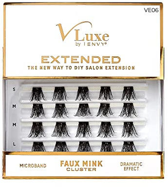VLuxe Extended False Eyelashes Faux Mink Featherlight Reusable Artificial Eyelashes Multipack Lash Clusters