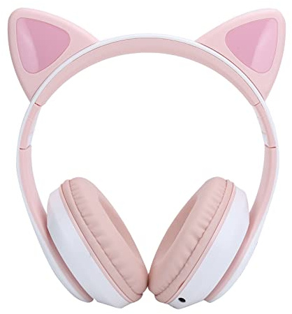 SYH&AQYE Écouteurs Cat Ear Bluetooth5.0, Casque de Jeu Stéréo LED, 7H d'autonomie Pliable sans Fil sur L'oreille pour Ordinateur Portable Switch Games(Rose)