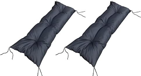 Sitzkissen und Bankauflage 120x40 cm - Palettenkissen Outdoor Wasserdicht - Pallettenpolstern - Hollywoodschaukel Auflage - Gartenstuhlauflagen Hochlehner Auflagen (Set 2) Schwarz