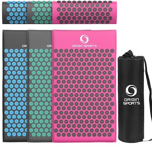 Acupressure body mat and Pillow - Yantra Shakti Massage mat long - Relieve Back and Neck Pain, Relax Muscles, Relieve Insomnia - Includes Washable Cover, Travel Bag (Black)