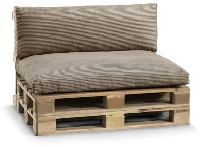Gutekissen® Palettenkissen, Gartensofakissen, Sitzkissen, Rückenkissen, gefüllt mit Pulirethangranulateinlage, viele Farben und Größen PWL (Set (Sitzkissen 120x80 +Rückenlehne 120x40), Hellbraun)