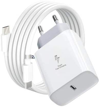 Chargeur USB-C 25W Fast Adaptateur Rapid Samsong Galaxy S24/S23/S22/S21 Chargeur Phone 16/16 Pro 15/15 Pro/15 Pro Max Xiaomi Oppo 1 Plus Pixel with 2M Cable