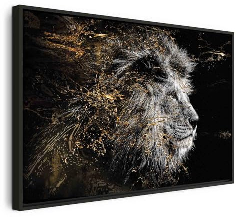 murando Bilder mit Rahmen 120x80 cm Wandbilder groß Leinwandbild XXL schwarzer Holzrahmen modern Wanddekoration Kunstdruck Wanddeko Wohnzimmer Schlafzimmer Porträt Tier schwarz grau Abstrakt
