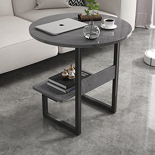 LAMEDOAT Beistelltisch/Beistelltisch, Wandtisch, Kleiner runder Couchtisch mit 2 Etagen, Metallrahmen, Aufbewahrung für Wohnzimmer, Regal, Outdoor, Potluck, Picknick