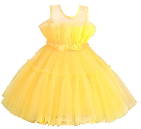 Lito Angels elegant klänning bröllop blomsterflicka balklänning tyllklänning för baby barn flickor, svart mintgrön, GUL, 2-3 År