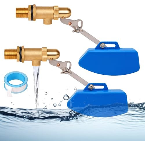 MUYIRTED 2 Stück Schwimmerventil 1/2 Zoll Spülkasten Füllventil, Automatisches Schwimmerschalter Aus Messing, Schwimmerventile Werden In Wassertanks, Zisternen, Hundetränken, Pferdetränken Eingesetzt