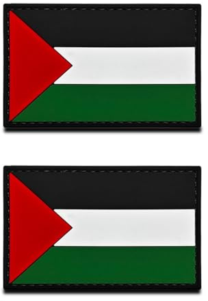 2 stycken palestinska 3D PVC-gummiflaggor, tungt robust material, krokbaksida utan ögla, taktisk palestine emblem patch för kläder väskor ryggsäck uniform väst