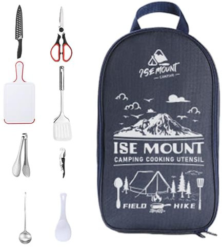 Batterie de cuisine de camping | Batterie de cuisine de camping | Kit de cuisine Camp Kitchen Camp | Couteau en acier inoxydable, 9 pièces, accessoires de cuisine de camping, kit de cuisine de camping