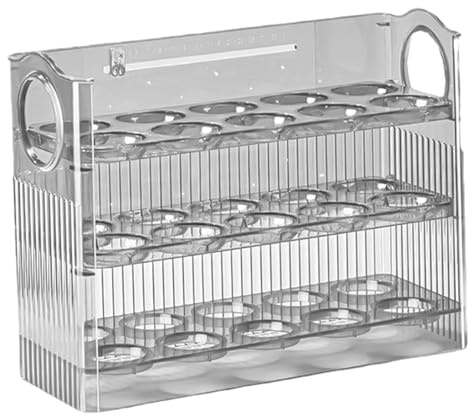 Flippable Egg Holder for Refrigerator,Large Capacity Egg Organizer | 3 Layer Flippable Egg Container Storage Box for Refrigerator Side Door, 30 Count Egg Box Egg Organizer, Egg Storage Kitchen Counter
