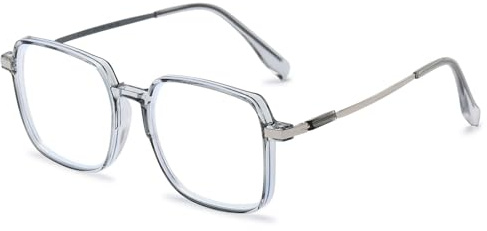 ABETOS Lesebrille Groß Blaulichtfilter Damen Herren Metall Lesehilfe Rechteckig Mode Retro Groß Anti Blaulicht Sehhilfe Lesebrillen 0.0 0.5 1.0 1.5 2.0 2.5 3.0