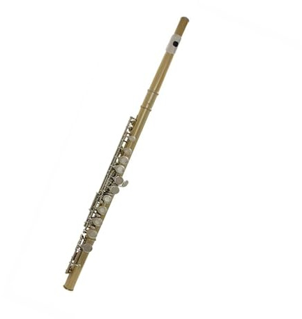 Querflöte Instrument Flöte Mit 16 Geschlossenen Löchern C-Tonart Silberflöte Mit Lederetui Professionelle Konzertflöte Holzblasinstrument(Gold A)