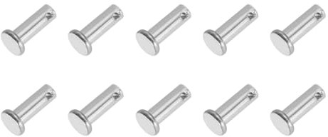 PATIKIL 6 x 16 Mm Single Hole Clevis Pins, 10 Pcs 304 Stainless Steel Flat Head Pin for Hitch Pin Lock Link Hinge Systems, Silver