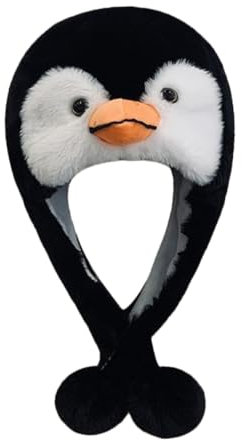 GALPADA Plüschmütze Tierkopfbedeckung Pinguin Wintermütze Kindermütze Plüschtiermütze Mit Ohrenschutz Für Auftritte Partys Und Cosplay