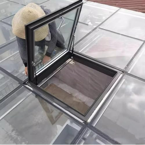 Roof Window Skylight Sun Roof Window Cover for House, Daylighting Attic Lighting Roof Hatch Customized, Attic Egress Window for Vent, Customized Skylight Frame(Wide open,78x88cm(30x34))