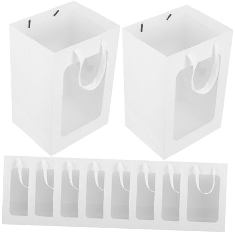 BUGUUYO 10stücke Transparente Geschenktaschen Mit Griffen Durchsichtige Verpackungstaschen Für Party Geschenke Goody Bags