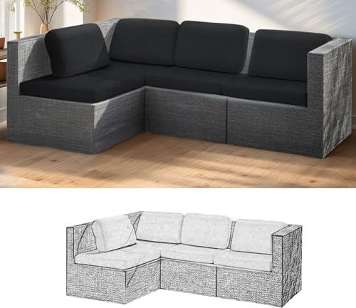 TDHLW Lot de 8 Housses de Rechange pour Coussins de SièGe et de Dossier D'ExtéRieur, Lavables, pour Salon de Jardin 4 Places en Rotin et Osier,Dark Gray,8pc