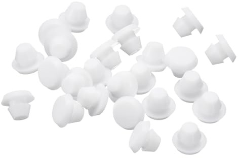 sourcing map 26 Pcs Silicone Plugs, Rubber Round Snap in Locking Hole Plugs for 5-5.5mm Hole, Hole Stoppers Waterproof Hole Plug for Metal Tube, Furniture End Caps Inserts, White