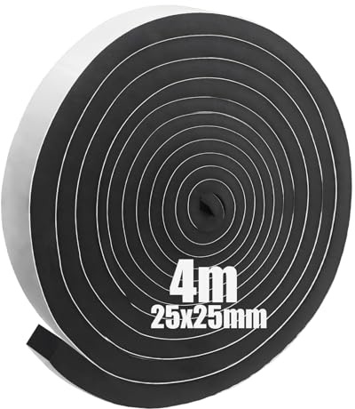 SDLDEER Foam Tape, Self Adhesive Foam Strip 25mm(W) X 25mm(T) X 4m(L) Weather Stripping Door Seal Strip, Draft Excluder for Windows Door, Anti-Collision, Weatherproof, Window Soundproofing(1 Rolls)