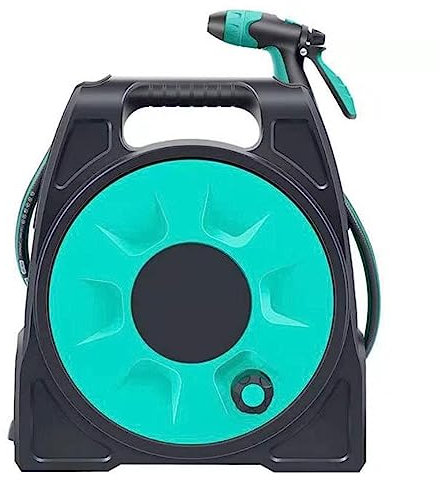 Carrello avvolgitubo da giardino con tubo da 25,4 m, per esterni, per prato, giardino, cortile, fattoria e cura degli animali domestici, facile da usare e comodo (blu)