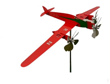 Cat Spinners for Yard And Garden 3D Airplane Outdoor Wind Metal Aircraft Shape Weather Vane Garden Wind Vane Yard Ornament Outdoor Windmill Decoration Spin Wheels 26 (Red, 50x80cm)