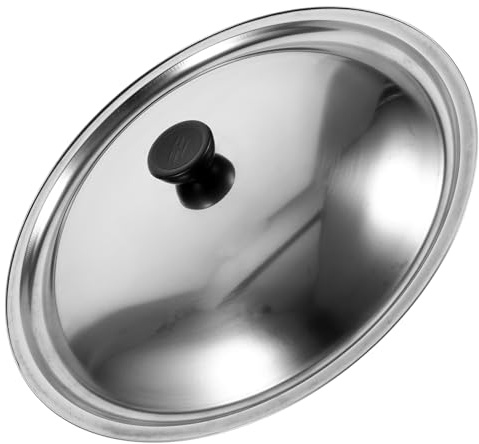 Healifty Stainless Steel round Pot Lid Simple and Convenient Design Wear-resistant Portable Pan Replacement Lid for Kitchen Cooking