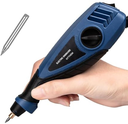 Qusedwey Bolígrafo de Grabado de 25 W, Herramienta de Grabado de Potencia de 6 Velocidades, Bolígrafo de Grabado de Mano para Madera, Metal, Vidrio, Enchufe de la UE