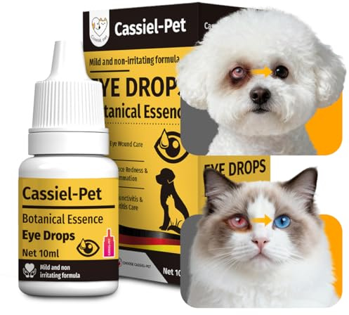 Cassiel pet Eye Drops for Eye Infection Treatment, Soothe Infection Allergy, Relieve Dry Eyes & Red Eye，Eye Cleaner and Tear Stain Remover for Dogs and Cats | 10 ml 0.33 FL OZ (1 Bottle)
