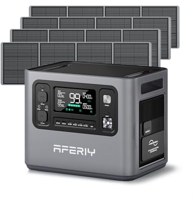 AFERIY Generatore Solare 2800W Con 4 Moduli Solari 200W 2048Wh LiFePO4 Ricarica Rapida In 15 Ore 13 Uscite A Onda Sinusoidale Pura 230V Sai Espandibile A 4096Wh Per Campeggio 2025 Nuovo
