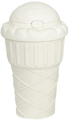 Tomotato Bicchiere di plastica da 500 ml con cannuccia, tazza a forma di cono gelato con tracolla, tazza portatile per uso esterno e quotidiano (White)