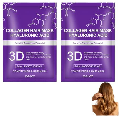Hårmask 30 g, djupvårdande mask för torrt och narvigt hår, säkerställer smidig, glänsande textur, för alla hårtyper och färgat, värmebehandlat hår (2 st)