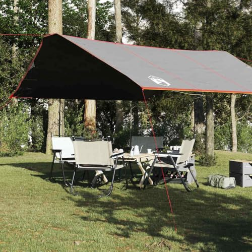 Mangloder wasserdichte Campingplane 420x440 cm Grau Orange für Outdoor Trekking Zelt und Bodenplane, Leichtes, Kompaktes Schutzzelt für Wandern und Festivals