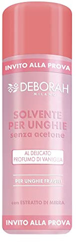 Deborah Milano - Solvente per Unghie Senza Acetone, Profumo di Vaniglia, per Unghie Fragili, 120ml