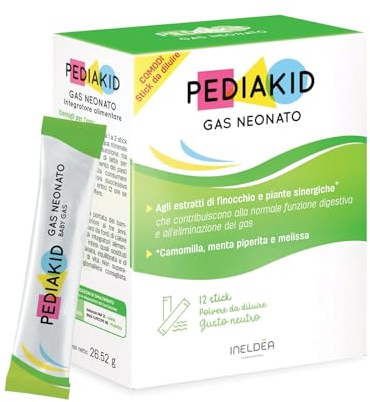 PEDIAKID - Bébé Gaz - Aux extraits de plantes & fibres - Aide à réduire les gaz et à améliorer le confort digestif - Dès la naissance - Format sticks de poudre à diluer facile à utiliser