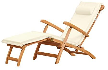 Kai Wiechmann Deckchair Auflage mit Nackenkissen im Set altweiß für Gartenliege Hochlehner