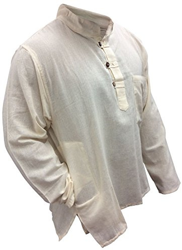 SHOPOHOLIC FASHION Leichtes Hippie-Festival-Opa-Shirt, C weiß, XXXX-Large