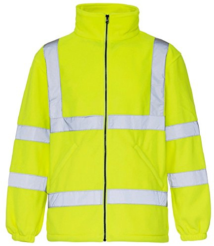 Hi Vis Viz Visibility Fleece Jacket with Zip Fastening Safety Work Mens Warm Top (Large, Yellow)
