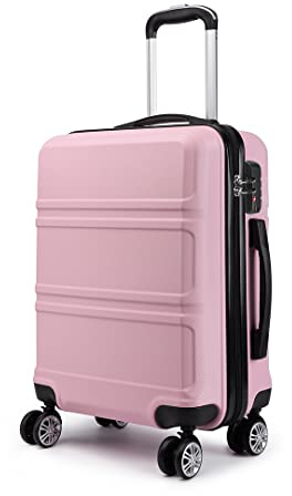 Kono Bagaglio a Mano Valigia Materiale ABS Leggero e Resistente con 4 Ruote Rotanti 55 cm, 37L (Rosa)