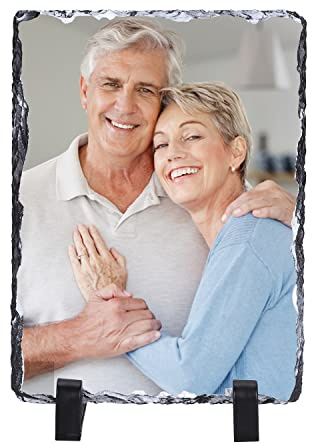 ITODA Schiefer mit Foto Personalisierte Schiefertafel mit Ständer Benutzerdefinierte Schieferplatte mit Individuellem Fotodruck Schiefertafel für Geschenk Geburtstag Weihnachten Jubiläum