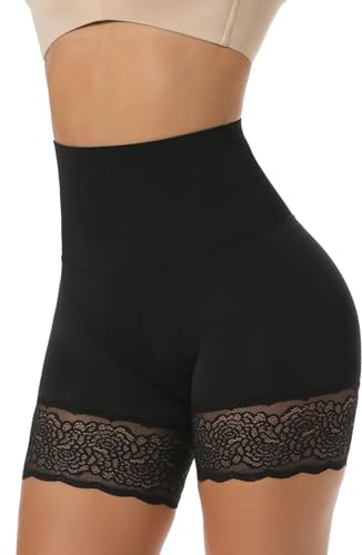 MISS MOLY Unterhose Damen Unter Rock Kurz Hose Shorts Leggings Anti Chafing Miederhose Bauch Weg Miederpants mit Spitze Hohe Taille Unterwäsche mit Beine Nahtlose Sicherheitshorts Weiche Slipshorts