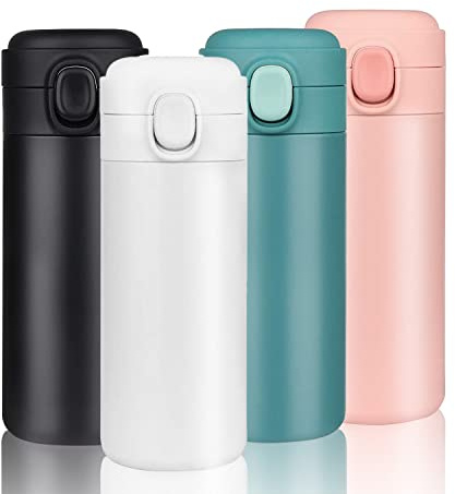 YINJAM 450ML Travel Mug Reusable Coffee Cup Insulated Thermal Mug Stainless Steel Leakproof Flask Tumbler for Hot Cold Drinks (White)