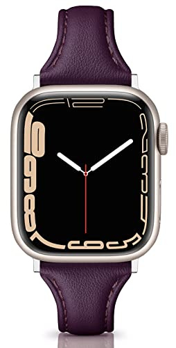 Tuocal Bracelet en cuir véritable compatible avec Apple Watch 38 mm, 40 mm, 41 mm, fin et souple, bracelet de rechange en cuir pour Apple Watch iWatch Series 9 8 7 6 5 4 3 2 1 SE Sports Edition Femme