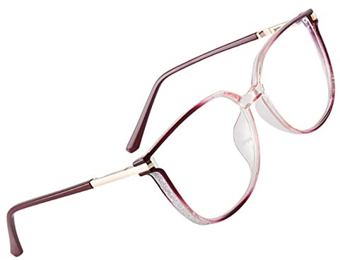 Blaulichtfilter Brille mit Frühlings Scharnieren, Angesagte Brille Ohne Stärke Damen und Herren, Fake Brille für Anti Blaulicht von Computer (Red)