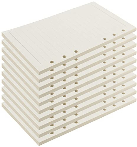KOHAND Lot de 10 recharges de papier ligné A5, 6 trous perforés, inserts de recharge A5 lignés rechargeables pour agenda, classeurs, organiseur, 450 feuilles/900 pages, 21 x 14,2 cm