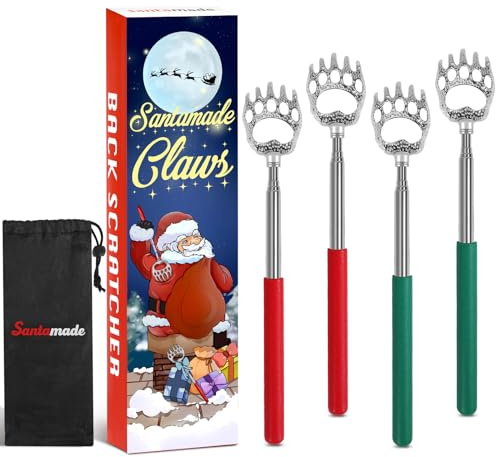 SANTAMADE Bear Claw Back Scratcher 4 Pack, Telescopic Expendable Cool Gifts for Men, Women, Grandma, Grandpa - Funny White Elephant Gifts for Adults Useful Stocking Stuffers for Adults