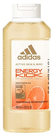Adidas - Gel de ducha Active Skin & Mind – Energy Kick para mujer, fórmula biodegradable, 98% botella limpia y vegana y reciclada, 400 ml