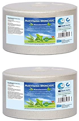 imima Mineralleckstein Pferd MultiVitamin BRONCHIAL Salzleckstein Set 2 x 3kg - Salzlecksteine für Pferde, Schafe, Ziegen, Wild und Rind - Salz Leckstein Mineralstein